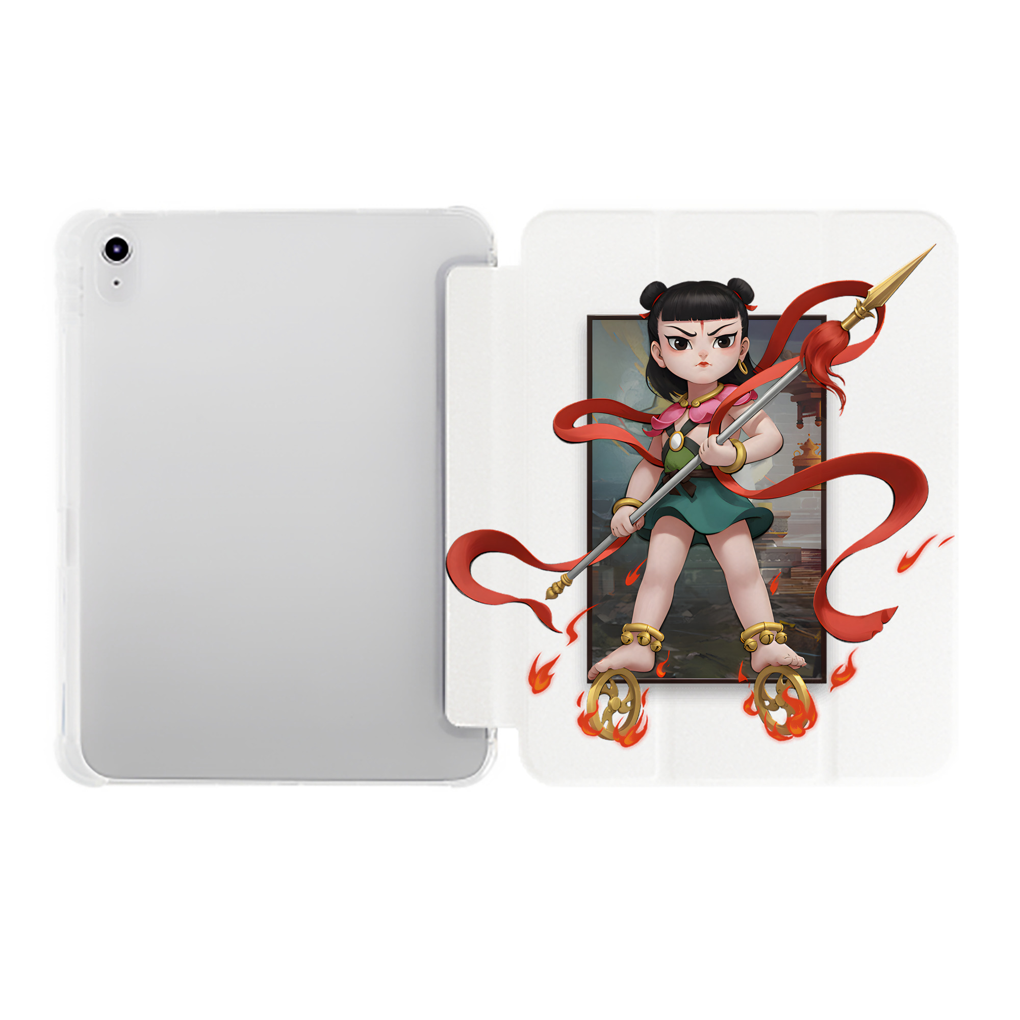 （画像用） Ne Zha 2 ナタ 魔童の大暴れ IPad ケース ペン収納付き 三つ折りスタンド PUレザー×シリコン 対応機種9.5/10.5/10.9インチ